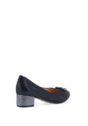 Bioeco by Arka Shimmer Low Block Heel Shoes, Navy