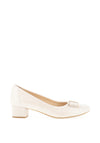 Bioeco by Arka Metallic Leather Block Heel Pumps, Pearl