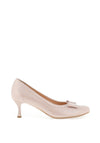 Bioeco by Arka Shimmering Pebbled Leather Bow Heeled Shoes, Blush Pink