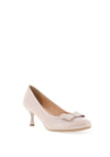 Bioeco by Arka Shimmering Pebbled Leather Bow Heeled Shoes, Blush Pink