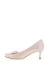 Bioeco by Arka Shimmering Pebbled Leather Bow Heeled Shoes, Blush Pink