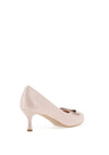 Bioeco by Arka Shimmering Pebbled Leather Bow Heeled Shoes, Pink Beige