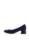 Bioeco by Arka Suede Low Block Heel Shoes, Navy