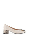Bioeco by Arka Leather Low Block Heel Shoes, Pearl White