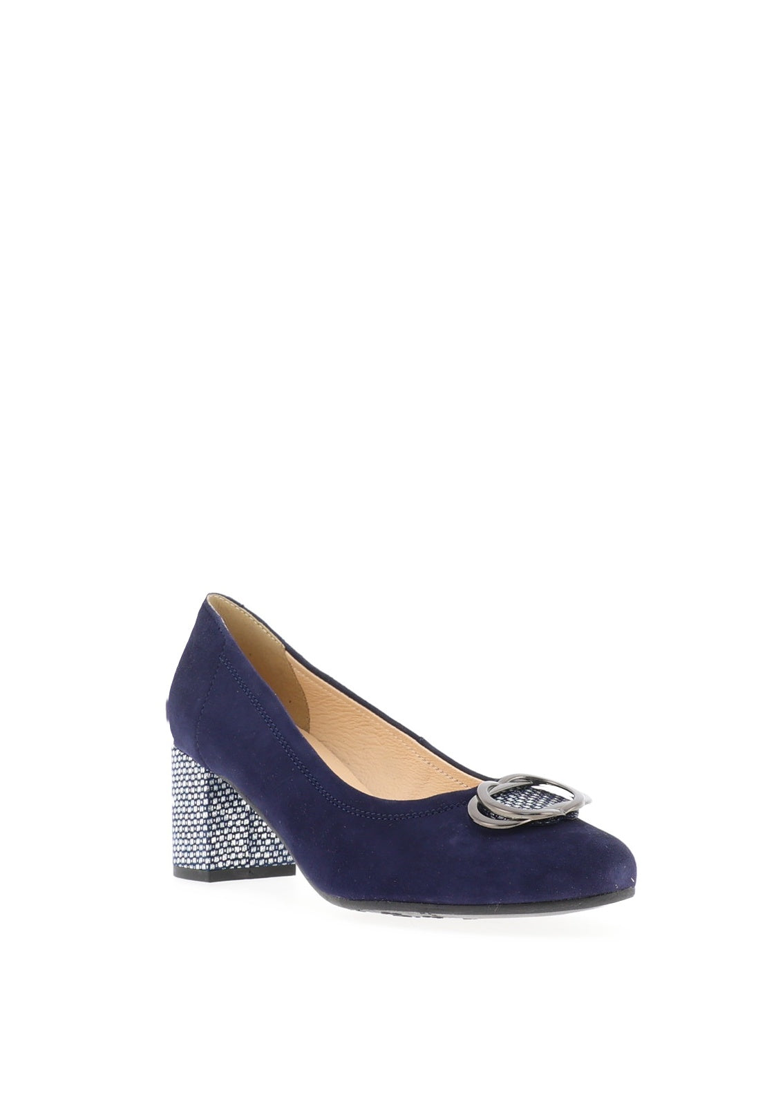Bioeco by Arka Wide Fit Brooch Detail Heeled Pumps, Navy