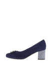 Bioeco by Arka Brooch Detail Heeled Pumps, Navy