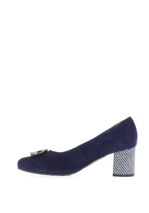 Bioeco by Arka Wide Fit Brooch Detail Heeled Pumps, Navy
