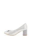 Bioeco by Arka Shimmer Block Heeled Pumps, Silver