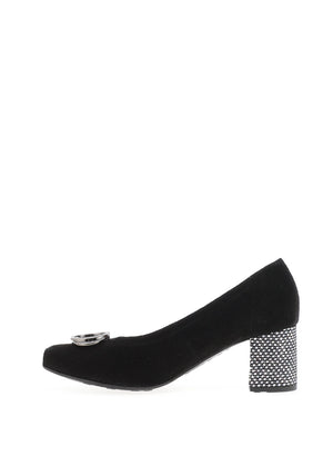 Bioeco by Arka Wide Fit Brooch Detail Heeled Pumps, Black