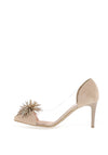 Bioeco by Arka Embellished Pom Pom Stiletto Heels, Beige