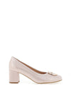 Bioeco by Arka Shimmering Leather Block Heeled Court Shoes, Blush Pink
