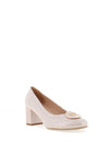 Bioeco by Arka Shimmering Leather Block Heeled Court Shoes, Blush Pink