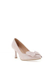 Bioeco by Arka Wide Fit Leather Bow Court Heeled Shoes, Blush Pink
