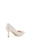 Bioeco by Arka Wide Fit Leather Bow Court Heeled Shoes, Pearl White