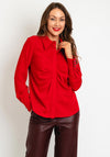 Birelin Pointed Collar Ruched Blouse, Red