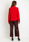 Birelin Pointed Collar Ruched Blouse, Red
