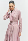 Bize Pleated Belted Shirt Dress, Pink