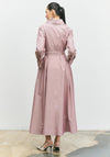 Bize Pleated Belted Shirt Dress, Pink