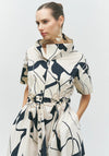 Bize Abstract Print Shirt Dress, Beige and Black