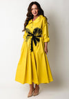Bize Cotton Button Down Midi Dress, Yellow