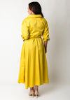 Bize Cotton Button Down Midi Dress, Yellow