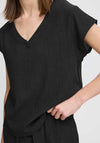 B. Young Rosa V Neck Top, Black