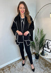 Serafina Collection One Size Contrast Stritching Scarf & Jacket Set, Black