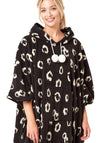 Indigo Sky Animal Print Cosy Oversized Poncho, Black