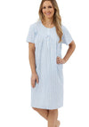 Marlon Stripe Seersucker Short Sleeve Nightdress, Blue
