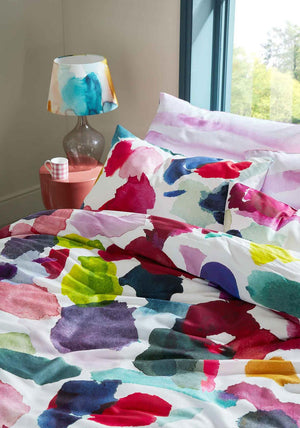 Bluebell Gray Abstract Sateen Duvet Cover Set, Multi