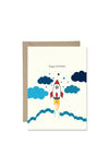 Bold Bunny “Happy Birthday” Rocket Greetings Card