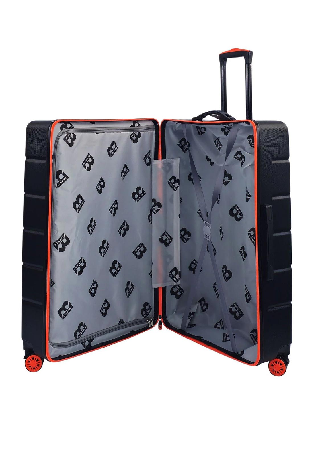 Bordlite 28” 8-Wheeler Spin Large Suitcase, Black & Orange
