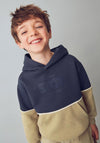 Mayoral Mini Boy Long Sleeve Colour Block Hoodie, Navy