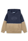 Mayoral Mini Boy Long Sleeve Colour Block Hoodie, Navy