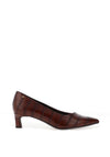 Tamaris Vegan Croc Leather Kitten Heels, Brown