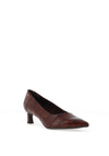 Tamaris Vegan Croc Leather Kitten Heels, Brown