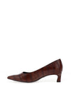 Tamaris Vegan Croc Leather Kitten Heels, Brown
