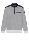 Bugatti Contrast Trim Quarter Zip Sweatshirt, Grey & Navy
