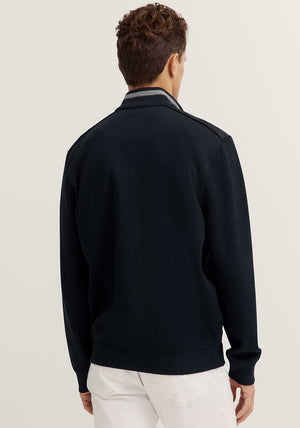 Bugatti Quarter Zip Ribbed Knit Jacket, Navy