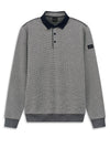 Bugatti Texture Knit Long Sleeve Polo Shirt, Navy