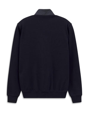 Bugatti Knit Contrast Sleeve Quilted Sweatshirt, Navy