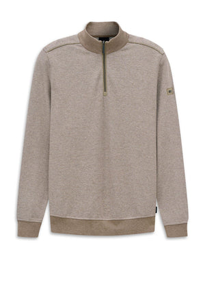 Bugatti Texture Knit Quarter Zip Sweatshirt, Beige