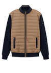 Bugatti Contrast Sleeve Quilted Sweatshirt, Tan & Navy