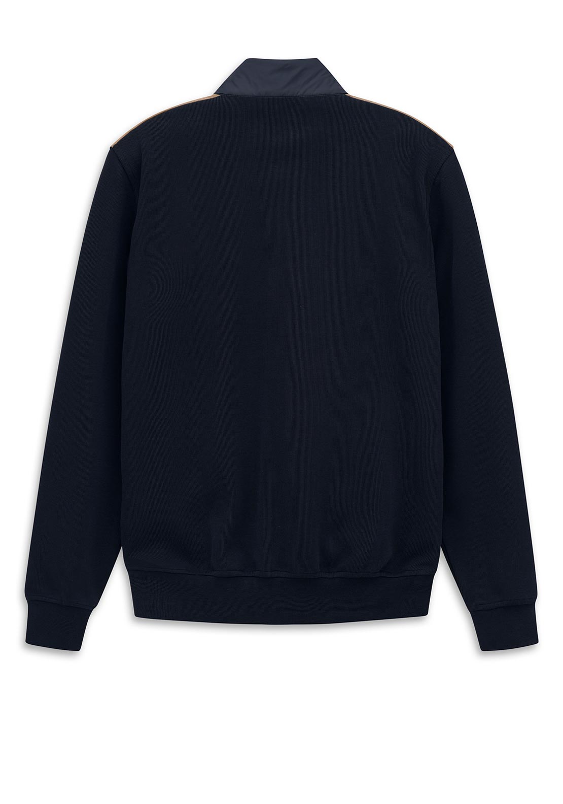 Bugatti Contrast Sleeve Quilted Sweatshirt, Tan & Navy