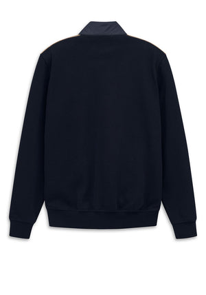 Bugatti Contrast Sleeve Quilted Sweatshirt, Tan & Navy