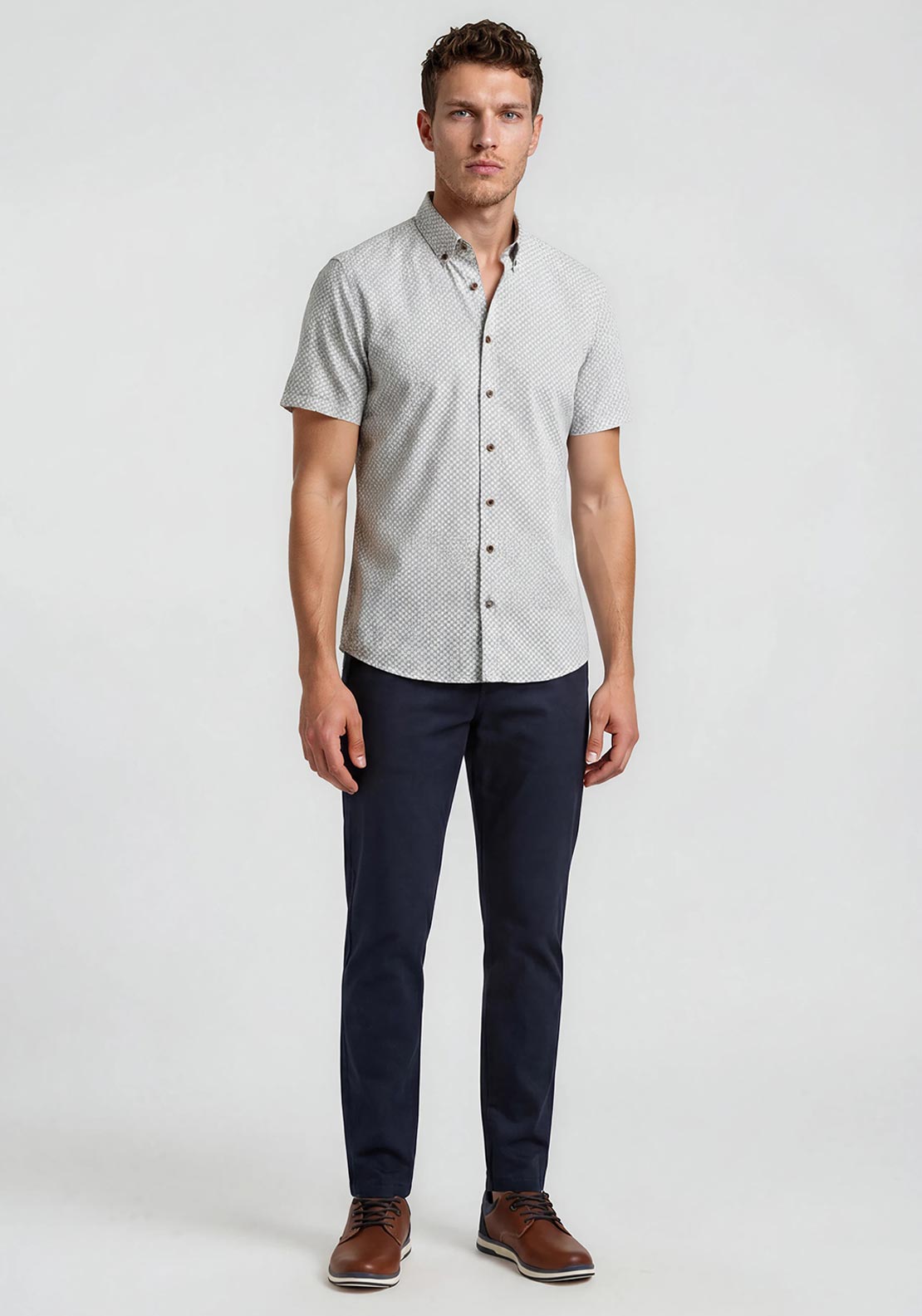 Bugatti Geo Pattern Short Sleeve Shirt, Blue Multi