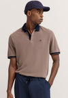 Bugatti Micro Print Texture Polo Shirt, Taupe