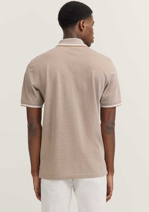 Bugatti Contrast Collar Polo Shirt, Beige