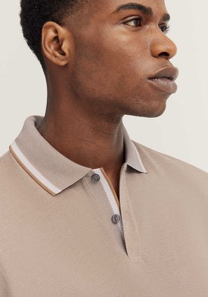 Bugatti Contrast Collar Polo Shirt, Beige