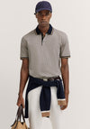 Bugatti Micro Print Polo Shirt, Taupe & Navy